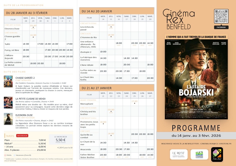 Programme cinéma REX du 14 janvier au 03 février 2026