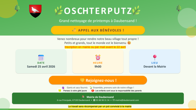 Oschterputz du 25 avril 2026 à 9h