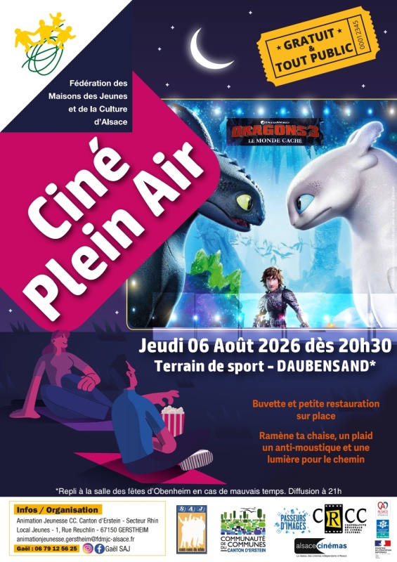 Cinéma plein air à Daubensand le jeudi 06 Août 2026